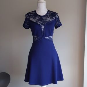 Express Navy Blue Lace Cutout Mini Dress Sz Small